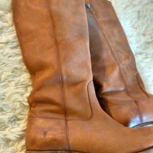Frye Melissa Leather Boots - size 9.5 B, Cognac